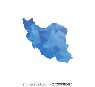 Geographic map of Iran featuring a modern low poly geometric triangle mesh design isolated on white background