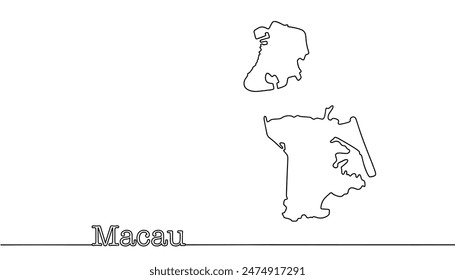 Mapa geográfico de Macao. Ilustración en blanco y negro. Región administrativa especial de la República de China de las Personas. Ilustración vectorial para diferentes usos.