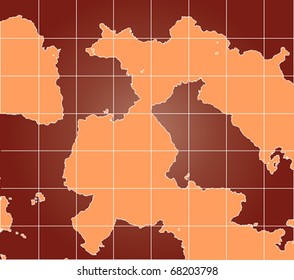 Geographic map of non-existent generic land for design purposes