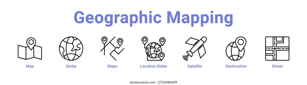 Geographic Mapping icon banner and collection