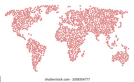 Geographic mosaic map made of caution pictograms. Vector caution scatter flat pictograms are combined into conceptual continental collage.