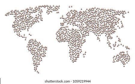 Geographic pattern map designed of guy icons. Vector guy scatter flat pictograms are composed into mosaic global geography illustration.