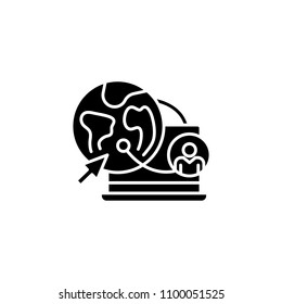 Geographic segmentation black icon concept. Geographic segmentation flat  vector symbol, sign, illustration.