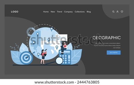 Geographic Segmentation concept. Illustration depicts global market analysis with a focus on regional consumer targeting and strategy development. Vector illustration