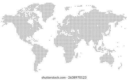 Geographic squire shape dotted world map for international use. Its dotted world map layout provides a simple interface to interpret landmasses in dotted world map formats.