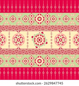 Geographic style fabric patterns are used to decorate clothing or artwork patterns.