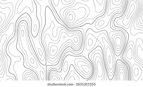 Plano de fundo geográfico. Ilustração abstrata de linhas de contorno e vetor de grade de terreno. Plano de fundo do mapa de contorno da paisagem. Linhas topográficas abstratas e textura de terreno vetorial.