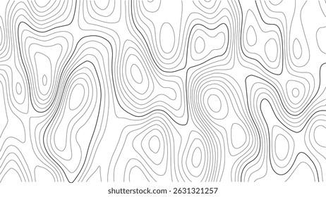 Plano de fundo geográfico. Ilustração abstrata de linhas de contorno e vetor de grade de terreno. Plano de fundo do mapa de contorno da paisagem. Linhas topográficas abstratas e textura de terreno vetorial.