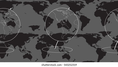 Geographic vector seamless pattern with world map and globes. Elements of this image furnished by NASA