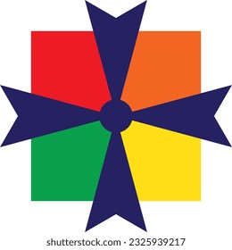 Geographical colored square with a cross