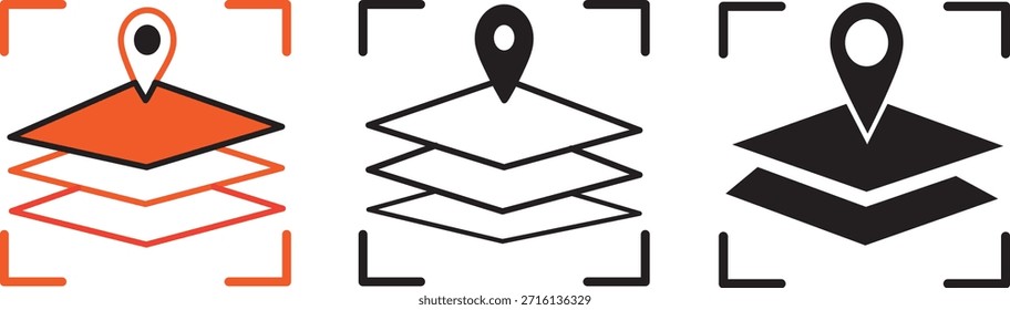 Geographisches Informationssystem Icon-Set, geographisches Informationssystem Icon-Zeichen mehrere Stil Illustration. einfache flache Symbolsammlung einzeln,
