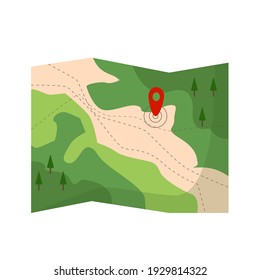 Geographical map of the area, exact geographical location, geolocation, vector icon in flat style on a white background.