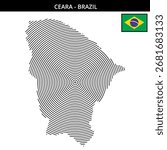 Geographical map of Ceara Brazil featuring country flag