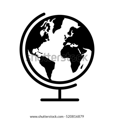 Geographical map globe with planet earth flat vector icon for apps and websites