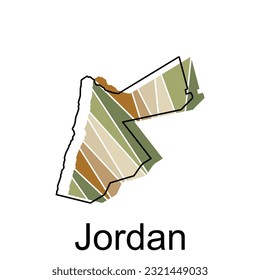 geographical map of Jordan, Vector Design Template. Editable Stroke