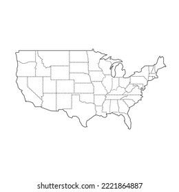 Geographical map of the USA. Vector graphics