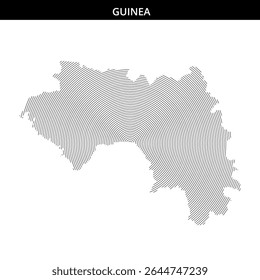 Geographical outline of Guinea depicted with concentric lines.