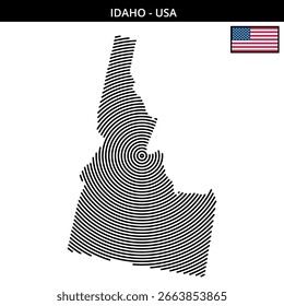 Geographical outline of Idaho featuring concentric circles
