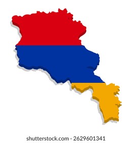 Armenia’s geographical outline in national flag colors. Vector illustration isolated on a white background