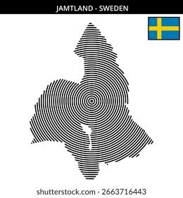Geografische Umrisse von Jämtland mit seiner einzigartigen Form