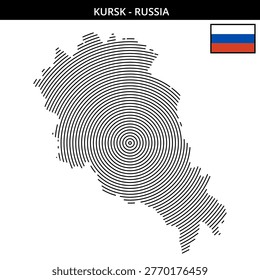 Geographical representation of Kursk featuring its flag