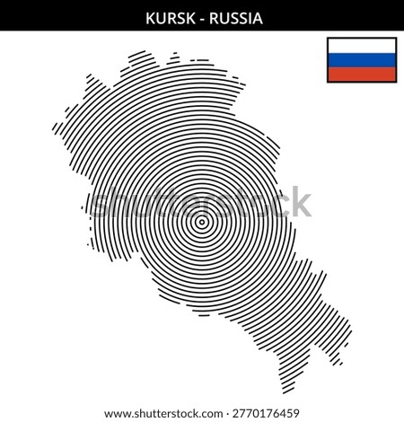 Geographical representation of Kursk featuring its flag