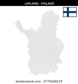 Geographical representation of Lapland region featuring flag