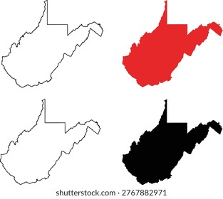 Geographical representation and variations of the state of west virginia on maps Vector