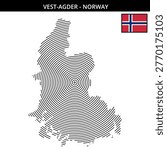 Geographical representation of Vest-Agder with its flag with