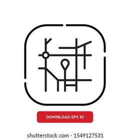 Geographical tool symbol, map outline vector icon