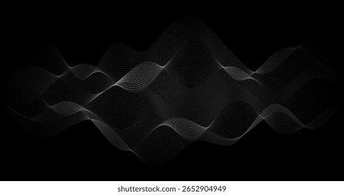 Geografia Onda abstrata de partículas em um fundo preto 3d Grid Design