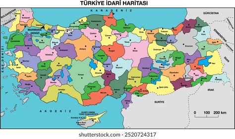 geografia, Türkiye, mapa administrativo, Türkiye Mapa administrativo, províncias da Turquia, cidade, província