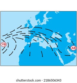 Geography. Air Movement From High Pressure To Low Pressure. Vector Illustration