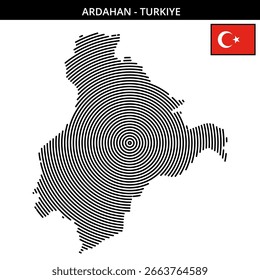 die Geografie von Ardahan mit seiner künstlerischen Karte