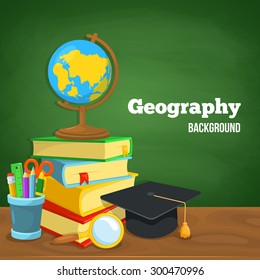 Geography backdrop. Education background design. Science colorful vector composition. 