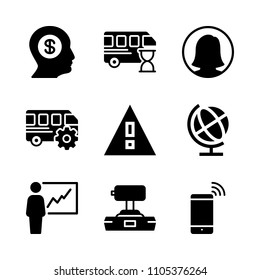 geography, beware, display and job icons in Web vector set. Graphics for web and design