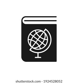 Geography black book line icon. Book with globus. Symbol, logo illustration. Vector graphics. Flat design icon