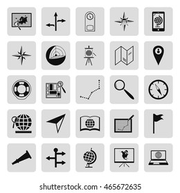 Geography black simple icon set on background