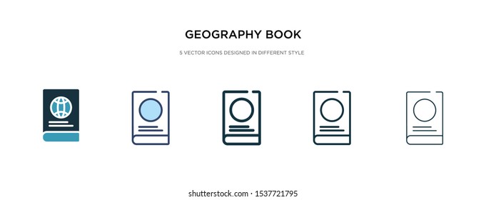 geography book icon in different style vector illustration. two colored and black geography book vector icons designed in filled, outline, line and stroke style can be used for web, mobile, ui