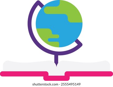 Geography Book Learning Icon Vector Flat Illustration
