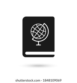 Geography book line icon. Book with globus vector icon. Symbol, logo illustration. Vector graphics