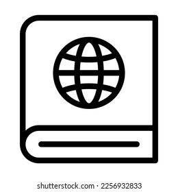 Diseño de iconos de línea de vectores de libros geográficos