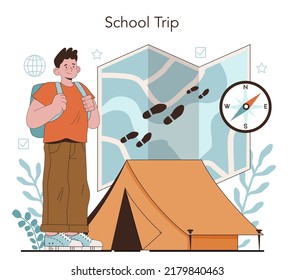 Geography Class Concept. Students Learning The Lands And Inhabitants Of The Earth. Mapping And Environment Research. Geology And Cartography Studying. Flat Vector Illustration