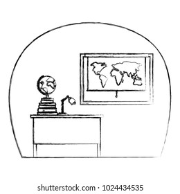 geography class room scene icon