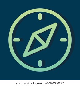 Geography compass icon. Navigation equipment. Travel tourism hiking outdoor equipment. Sports travel outdoor and forest recreation. Design, Web, Graphic, Print. Forest. Vector flat illustration.
