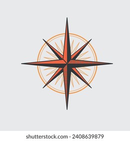 Geography compass wind rose icon. vintage navigation cartography. Stock vector illustration isolated