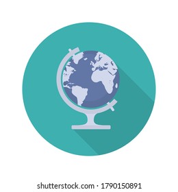 Geography flat icon with long shadow. Globe illustration. Vector.