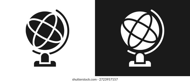 Ícone Do Globo De Geografia Define Glifo Em Plano De Fundo Branco E Preto