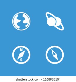 Geography icon. collection of 4 geography filled icons such as planet and satellite, globe. editable geography icons for web and mobile.