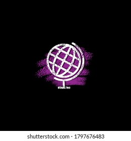 Geography icon. Drawing with colored chalk on a school board. Vector illustration